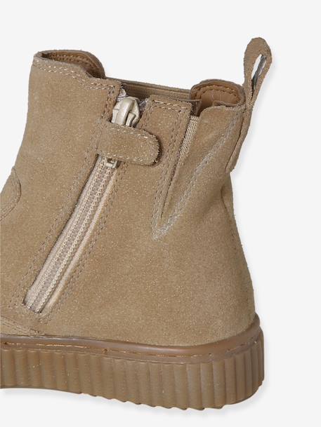 Boots enfant garçon cuir zippées et élastiquées beige+marine 6 - vertbaudet enfant 