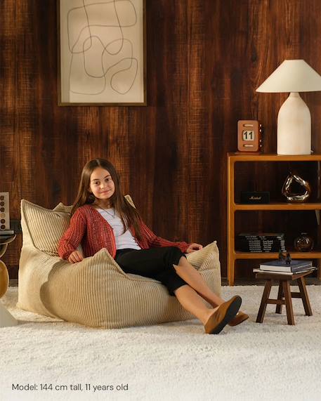 Fauteuil club pouf ado en velours côtelé Brown sugar+Toffee 2 - vertbaudet enfant 