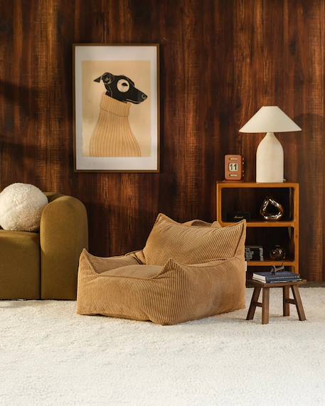 Fauteuil club pouf ado en velours côtelé Brown sugar+Toffee 10 - vertbaudet enfant 