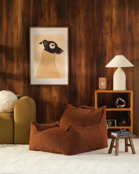 Fauteuil club pouf ado en teddy Biscuit+Warm hazel 9 - vertbaudet enfant 