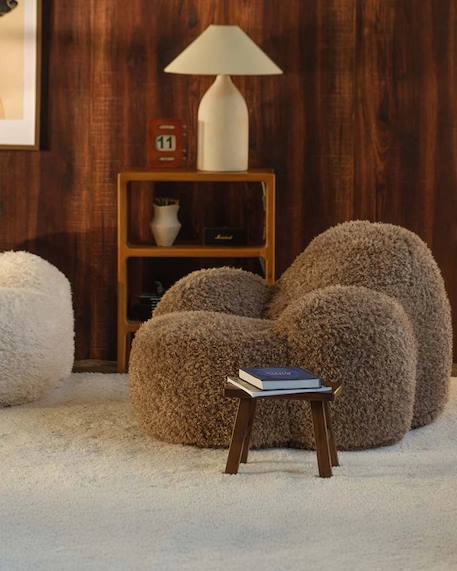 Fauteuil Momo pouf ado en yeti Cream+Truffle 9 - vertbaudet enfant 