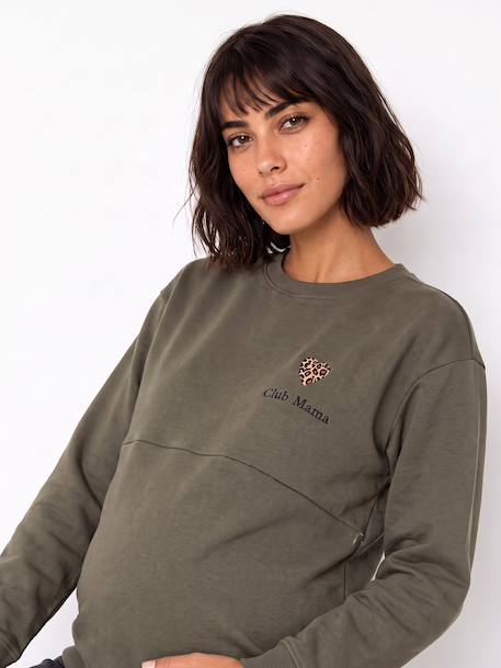 Sweat grossesse et allaitement kaki 5 - vertbaudet enfant 