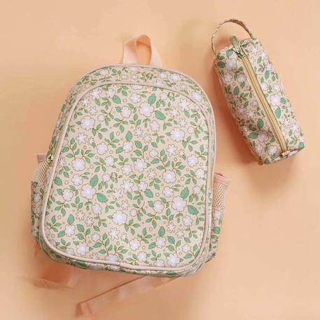 Sac à dos isotherme fleurs du jardin Bleu menthol+Kaki+Rose+Saumon+Vert 23 - vertbaudet enfant 