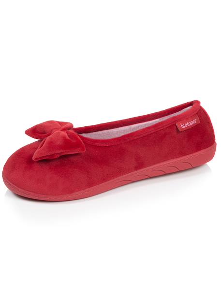 Chaussons ballerines microvelours semelle ergonomique, mousse à mémoire forme Noir+Rayures canard+Rouge 18 - vertbaudet enfant 