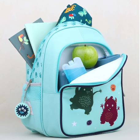 Sac à dos isotherme fleurs du jardin Bleu menthol+Kaki+Rose+Saumon+Vert 2 - vertbaudet enfant 