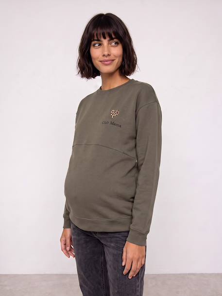 Sweat grossesse et allaitement kaki 7 - vertbaudet enfant 