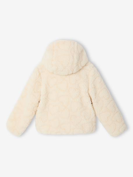 Veste fille à capuche sherpa imprimée léopard écru+marron imprimé 2 - vertbaudet enfant 