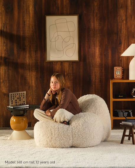 Fauteuil Momo pouf ado en yeti Cream+Truffle 2 - vertbaudet enfant 