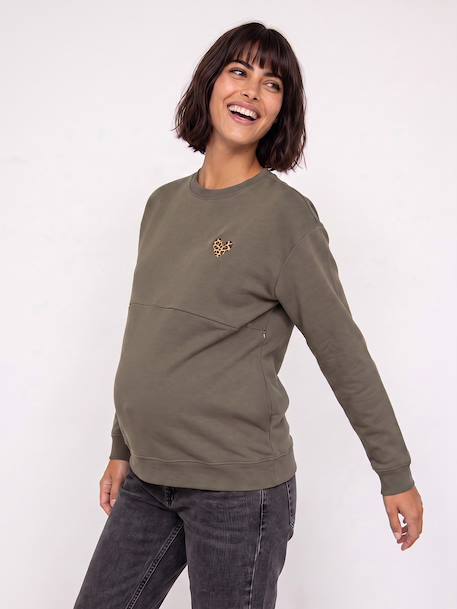 Sweat grossesse et allaitement kaki 8 - vertbaudet enfant 