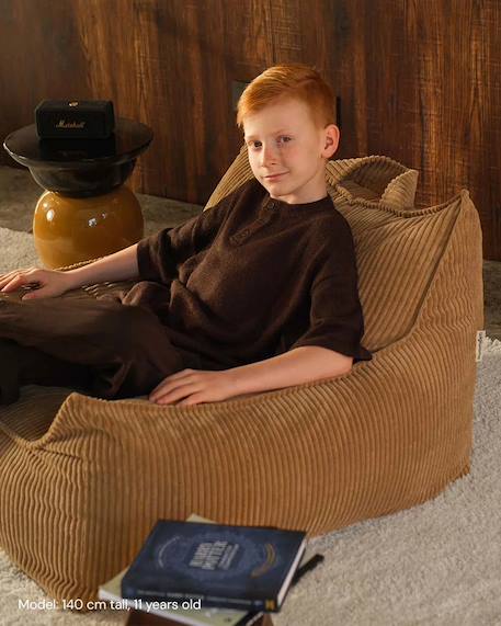 Fauteuil club pouf ado en velours côtelé Brown sugar+Toffee 9 - vertbaudet enfant 
