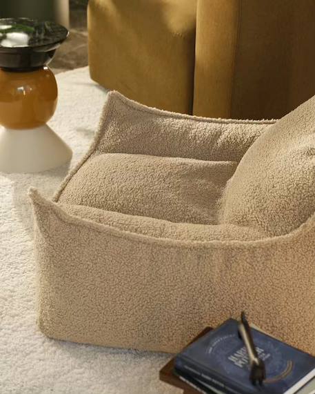 Fauteuil club pouf ado en teddy Biscuit+Warm hazel 3 - vertbaudet enfant 
