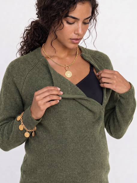 Pull grossesse et allaitement bordeaux+kaki 17 - vertbaudet enfant 
