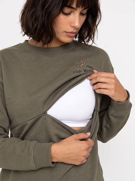 Sweat grossesse et allaitement kaki 6 - vertbaudet enfant 