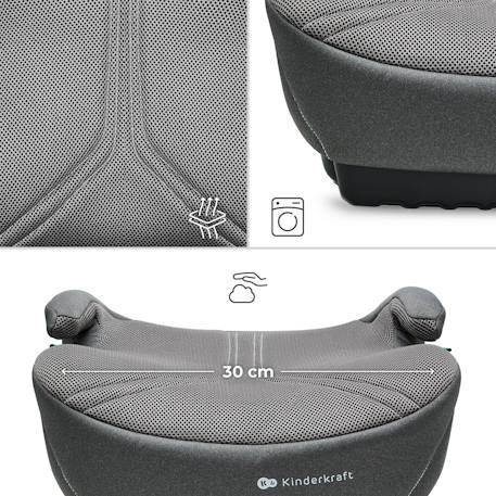Réhausseur Auto Kinderkraft I-BOOST 2 PRO I-SIZE avec ISOFIX, AIR FLOW, Accoudoirs Ergonomiques et Assise Large Gris+Noir+Rose+Vert 4 - vertbaudet enfant 