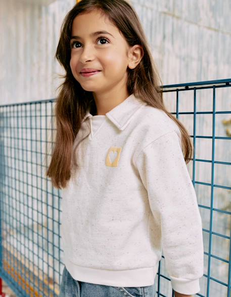 Fille-Sweat en coton avec imprimé cœur en relief
