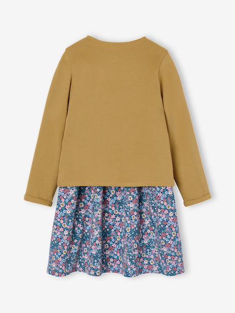 Ensemble fille cardigan et robe imprimée fleurs camel+jaune pâle+marine+vert de gris 13 - vertbaudet enfant 