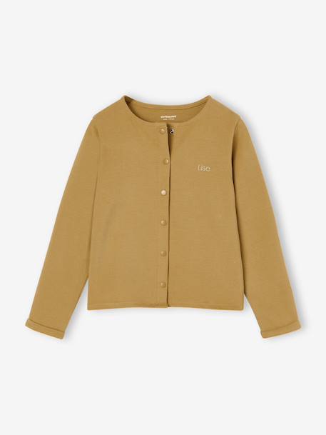 Ensemble fille cardigan et robe imprimée fleurs camel+jaune pâle+marine+vert de gris 12 - vertbaudet enfant 