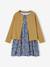 Ensemble fille cardigan et robe imprimée fleurs camel+jaune pâle+marine+vert de gris 10 - vertbaudet enfant 