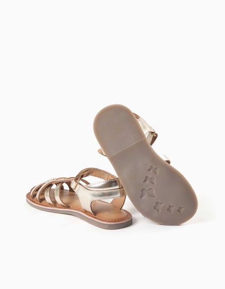 Sandales en cuir fermées avec lanières croisées Or 3 - vertbaudet enfant 