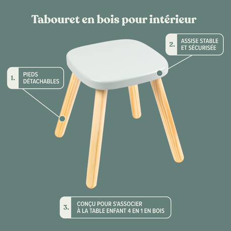 Tabouret d'intérieur montessori bois fsc® Vert sauge 3 - vertbaudet enfant 