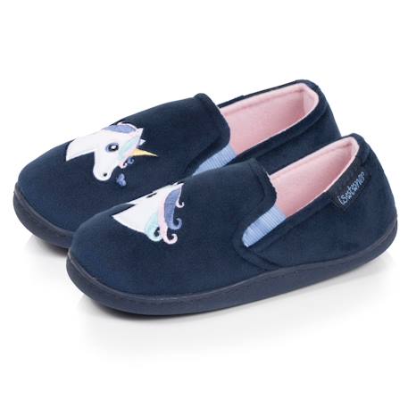 Chaussons mocassins velours, maintien souple, facile à enfiler, semelle flexible Marine 1 - vertbaudet enfant 