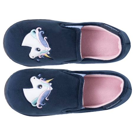 Chaussons mocassins velours, maintien souple, facile à enfiler, semelle flexible Marine 2 - vertbaudet enfant 
