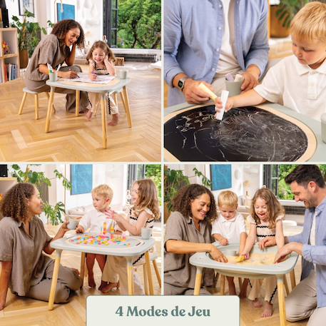 Table de jeux 4 en 1 avec tabouret montessori bois fsc® Vert sauge 3 - vertbaudet enfant 