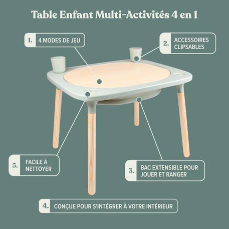 Table de jeux 4 en 1 montessori bois fsc® Vert sauge 5 - vertbaudet enfant 