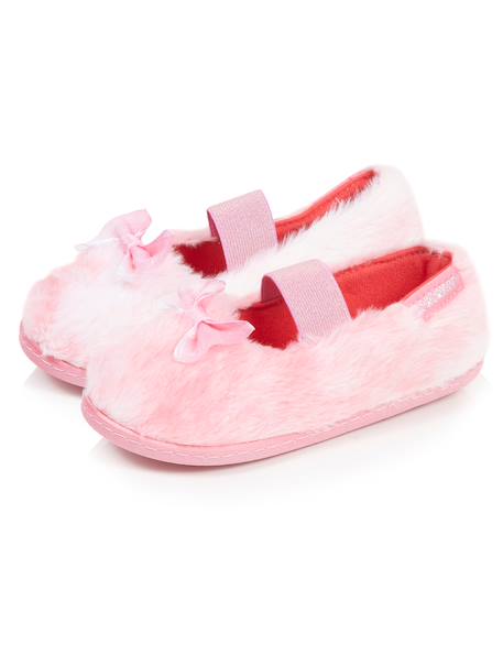 Chaussons ballerines fausse fourrure, maintien souple, facile à enfiler, semelle flexible Rose 6 - vertbaudet enfant 