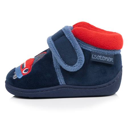 Chaussons bottillons velours maintien renforcé, fermeture scratch, simple à enfiler Marine 3 - vertbaudet enfant 