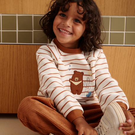Sweat-shirt bébé en molleton moka Ecru 5 - vertbaudet enfant 
