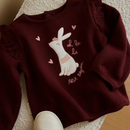 Sweat-shirt bébé en molleton aimée Bordeaux 5 - vertbaudet enfant 