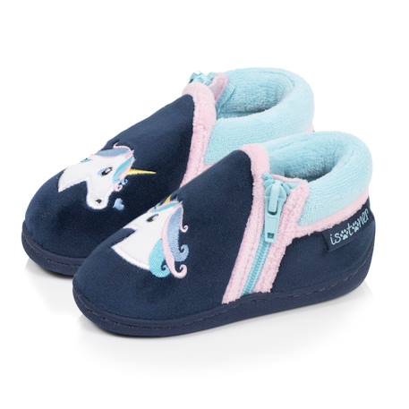 Chaussons bottillons à zip, faciles à enfiler, bon maintien du pied, semelle antidérapante Marine 1 - vertbaudet enfant 