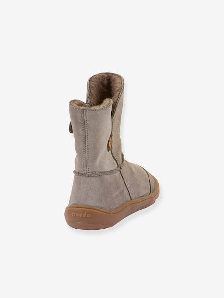 Bottes pieds nus enfants BAREFOOT TEX SUEDE Froddo bordeaux+gris+noir+or 9 - vertbaudet enfant 
