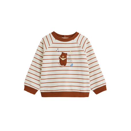Sweat-shirt bébé en molleton moka Ecru 2 - vertbaudet enfant 