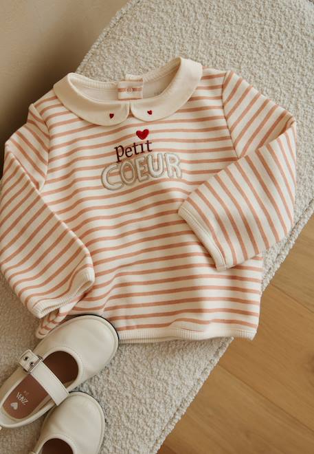 Sweat-shirt bébé en molleton aimée Ecru 1 - vertbaudet enfant 