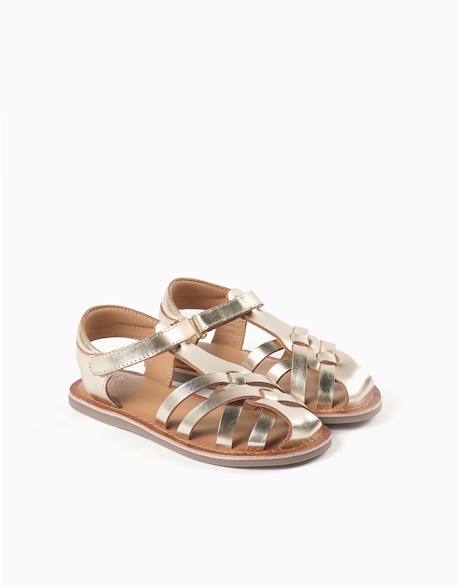 Sandales en cuir fermées avec lanières croisées Or 2 - vertbaudet enfant 