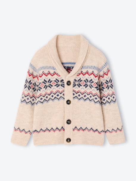 Gilet col châle garçon écru chiné 1 - vertbaudet enfant 