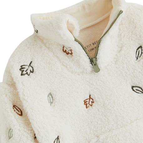 Sweat-shirt bébé en sherpa ginkgo Ecru 4 - vertbaudet enfant 