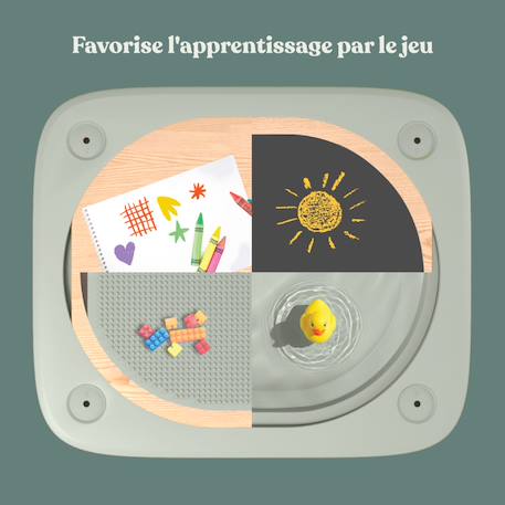 Table de jeux 4 en 1 avec tabouret montessori bois fsc® Vert sauge 5 - vertbaudet enfant 