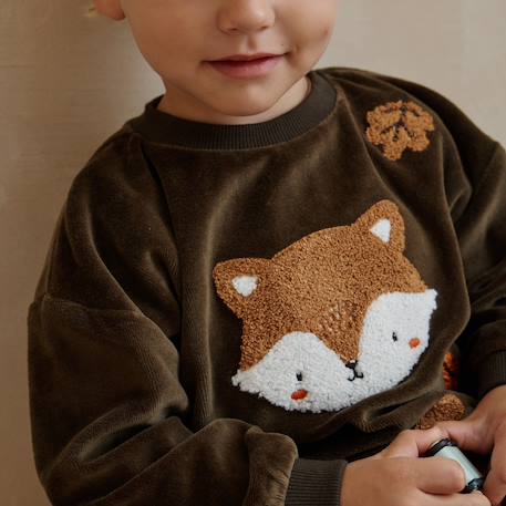 Sweat-shirt bébé en velours ginkgo Vert 5 - vertbaudet enfant 