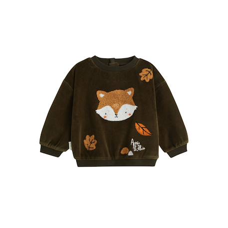Sweat-shirt bébé en velours ginkgo Vert 2 - vertbaudet enfant 