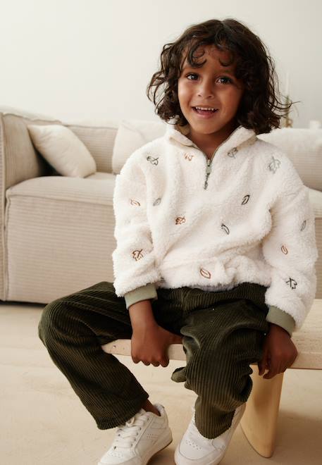 Garçon-Pull, gilet, sweat-Sweat-shirt bébé en sherpa ginkgo