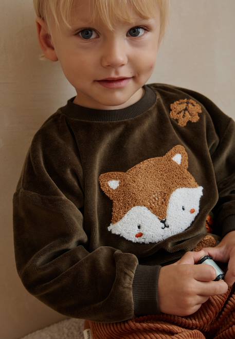 Garçon-Pull, gilet, sweat-Sweat-shirt bébé en velours ginkgo
