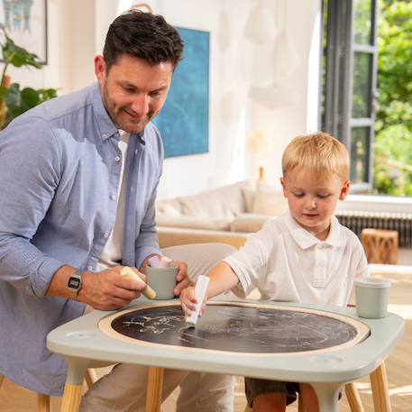 Table de jeux 4 en 1 avec tabouret montessori bois fsc® Vert sauge 2 - vertbaudet enfant 