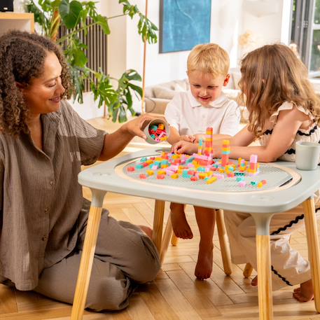 Table de jeux 4 en 1 avec 2 tabourets montessori bois fsc® Vert sauge 2 - vertbaudet enfant 