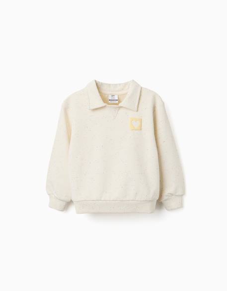 Sweat en coton avec imprimé cœur en relief Blanc 2 - vertbaudet enfant 
