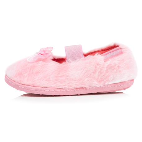Chaussons ballerines fausse fourrure, maintien souple, facile à enfiler, semelle flexible Rose 3 - vertbaudet enfant 