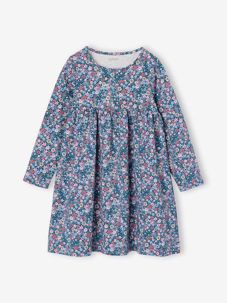 Ensemble fille cardigan et robe imprimée fleurs camel+jaune pâle+marine+vert de gris 11 - vertbaudet enfant 