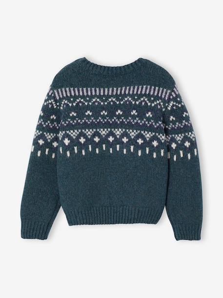 Pull jacquard col rond vert 2 - vertbaudet enfant 